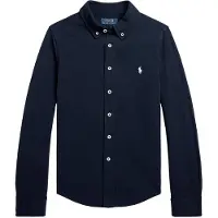 Ralph Lauren per ragazzo. 323914506001 Camicia in piqué di cotone ultraleggero blu marino ((S) 6/7años= 136/138cm), Casual, Manica lung