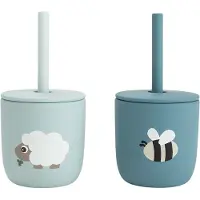 Done by Deer Confezione Da 2 Bicchieri Con Cannucce Silicone Tiny Farm
