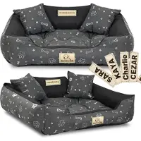 AIO Factory Letto per cani KINGDOG 100x75 cm personalizzato impermeabile con ossa d'argento