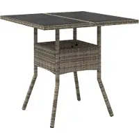Syfax Tavolo da Giardino Piano in Vetro Grigio 80x80x75 cm Polyrattan
