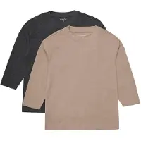 Minymo Kid's T-Shirt L/S Loose Fit (2-Pack) Maglia a manica lunga Bambini (140, marrone)