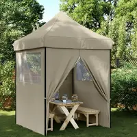 Prolenta Maison Exclusive - Tenda da festa pieghevole pop-up con 4 pannelli laterali, color taupe