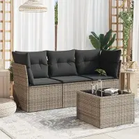 Prolenta Maison Exclusive - Set Divani da Giardino 4 pz con Cuscini in Polyrattan Grigio