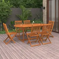 Prolenta Maison Exclusive - Set da pranzo da giardino 7 pezzi 180x90x75 cm in legno massello di acacia