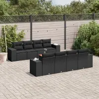 Prolenta Maison Exclusive - Set Divani da Giardino 9 pz con Cuscini Nero in Polyrattan
