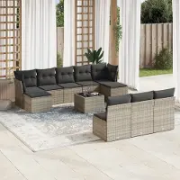 Prolenta Maison Exclusive - Set da giardino 11 pezzi con cuscini Grigio Poly Rattan