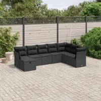 Prolenta Maison Exclusive - Set da giardino 8 pezzi con cuscini in polyrattan nero