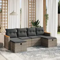 Prolenta Maison Exclusive - Set da giardino 6 pezzi con cuscini Grigio Poly Rattan