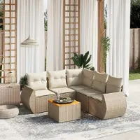 Prolenta Maison Exclusive - Set Divano da Giardino 6 pz con Cuscini Beige in Polyrattan