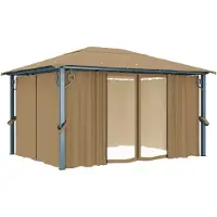 Syfax Gazebo con Tenda 400x300 cm Grigio Talpa in Alluminio
