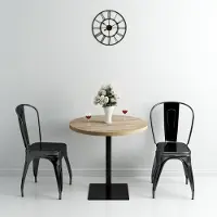 Prolenta Maison Exclusive - Tavolino da bistrot in MDF e acciaio, rotondo, 80 x 75 cm, effetto rovere
