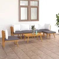 Prolenta Maison Exclusive - Set da giardino 7 pezzi con cuscini in legno massello di acacia