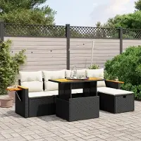 Prolenta Maison Exclusive - Set Divano da Giardino 6 pz con Cuscini Nero in Polyrattan