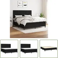 The Living Store Letto a molle con materasso nero 160x200 cm in tessuto