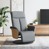 Prolenta Maison Exclusive - Poltrona massaggiante con poggiapiedi, rivestita in tessuto color grigio chiaro