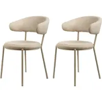 Rebecca Mobili sedie Alamanda 80,5x47,5x57,5 Tessuto poliestere Acciaio Beige Moderno SET 2 pezzi