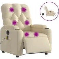 Syfax Poltrona Reclinabile Massaggiante Elettrica Crema in Tessuto