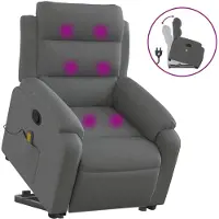 Syfax Poltrona Alzapersona Massaggi Reclinabile Grigio Scuro Tessuto