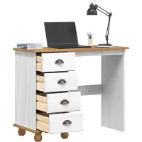 Syfax Scrivania ASKIM Bianco 95 x 40 x 75 cm Pino massello