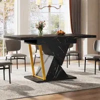 Flieks Tavolo da pranzo allungabile con piano estensibile, tavolo da 6 posti per cucina e sala da pranzo, tavolo da pranzo 110-140 x 80 x 76 cm, nero