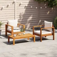 Prolenta Maison Exclusive - Set da giardino a 3 pezzi con cuscini, in legno massello di acacia