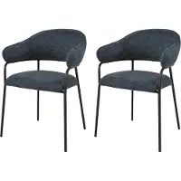 Rebecca Mobili Sedie Azobe 82,5x57x56,5 Tessuto Poliestere Acciaio Blu Petrolio Nero Moderno SET 2 pezzi