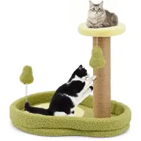 Costway Tiragraffi alto 50 cm, albero per gatti in look avocado, albero da gioco con letto per gatti, giocattolo di piume e tiragraffi in sisal, albero da arrampicata per gatti