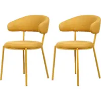 Rebecca Mobili sedie Dablen 80,5x47,5x57,5 tessuto poliestere acciaio giallo Moderno SET 2 pezzi