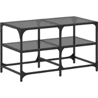 vidaXL Tavolino con piano in vetro nero 78,5x40x45 cm acciaio