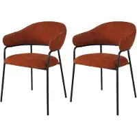 Rebecca Mobili sedie Dombeya 82,5x57x56,5 Tessuto poliestere Acciaio Arancione Nero Moderno SET 2 pezzi