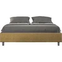 Ityhome - Letto con rete imbottito 160x200 tessuto Labirinto 06 giallo Azelia