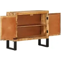 Syfax Credenza 80x30x71 cm in Legno Grezzo Massello Mango e Metallo