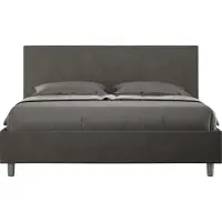 Ityhome - Letto senza rete imbottito 160x210 microfibra grigio Adele