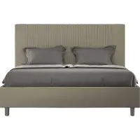 Ityhome - Letto matrimoniale francese senza rete imbottito 140x210 Pelle finta cappuccino Goya