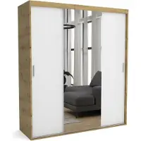Furnlux Classic FURNLUX Armadio mat A Bianco e Marrone 240cm / Colore principale: Bianco / Dimensioni: 240 x 60 x 205 cm
