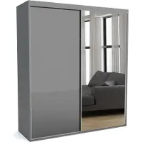Furnlux Classic FURNLUX Armadio stuoia A Grigio 190cm / Colore principale: Grigio / Dimensioni: 190 x 60 x 205 cm