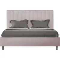 Ityhome - Letto senza rete imbottito 160x210 microfibra glicine Agueda