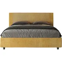 Ityhome - Letto contenitore imbottito 160x210 tessuto Labirinto 06 giallo Rosal