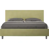 Ityhome - Letto contenitore imbottito 160x210 microfibra tè verde Adele