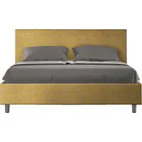 Ityhome - Letto con rete imbottito 160x210 tessuto Era 06 giallo Adele
