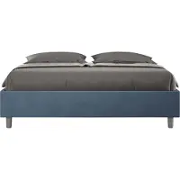Ityhome - Letto matrimoniale francese senza rete imbottito 140x210 microfibra blu Azelia