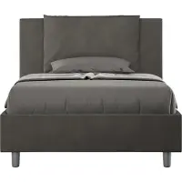 Ityhome - Letto una piazza e mezza senza rete imbottito 120x190 microfibra grigio Antea