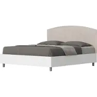 Ityhome - Letto con rete 160x200 struttura bianco frassino testata microfibra sabbia Antilia