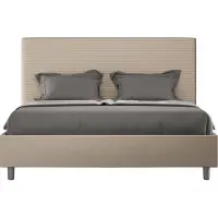Ityhome - Letto matrimoniale francese senza rete imbottito 140x210 Pelle finta tortora Focus