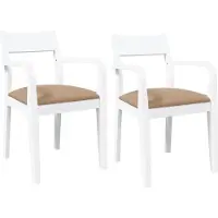 Syfax Sedie da Pranzo con Cuscini 2 pz Bianco Legno Massello di Hevea