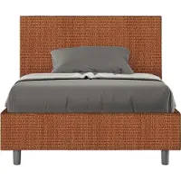 Ityhome - Letto una piazza e mezza contenitore imbottito 120x210 tessuto Labirinto 4 arancio Adele