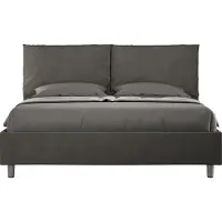 Ityhome - Letto contenitore imbottito 160x200 microfibra grigio Antea