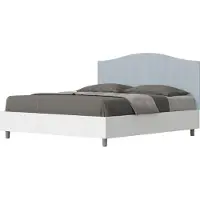 Ityhome - Letto senza rete 160x190 struttura bianco frassino testata microfibra azzurro Grace