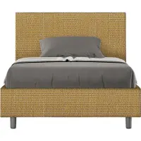 Ityhome - Letto una piazza e mezza con rete imbottito 120x210 tessuto Labirinto 6 giallo Adele