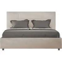 Ityhome - Letto matrimoniale francese con rete imbottito 140x210 microfibra sabbia Mika